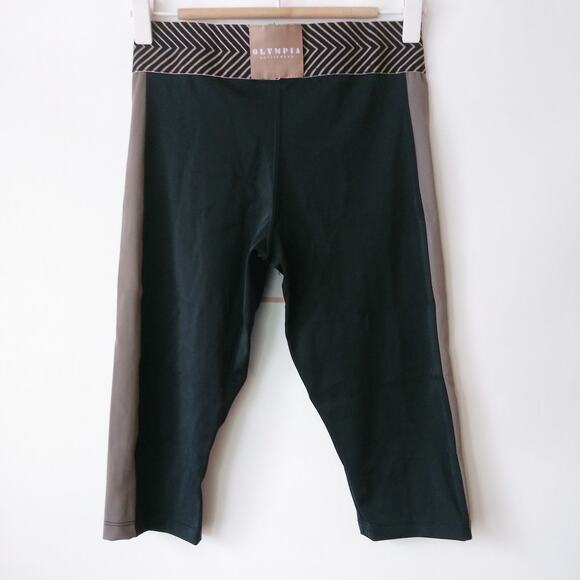 Olympia Zeus Crop Leggings Womens XS Black Taupe Activewear Workout Gym Train - Picture 5 of 12